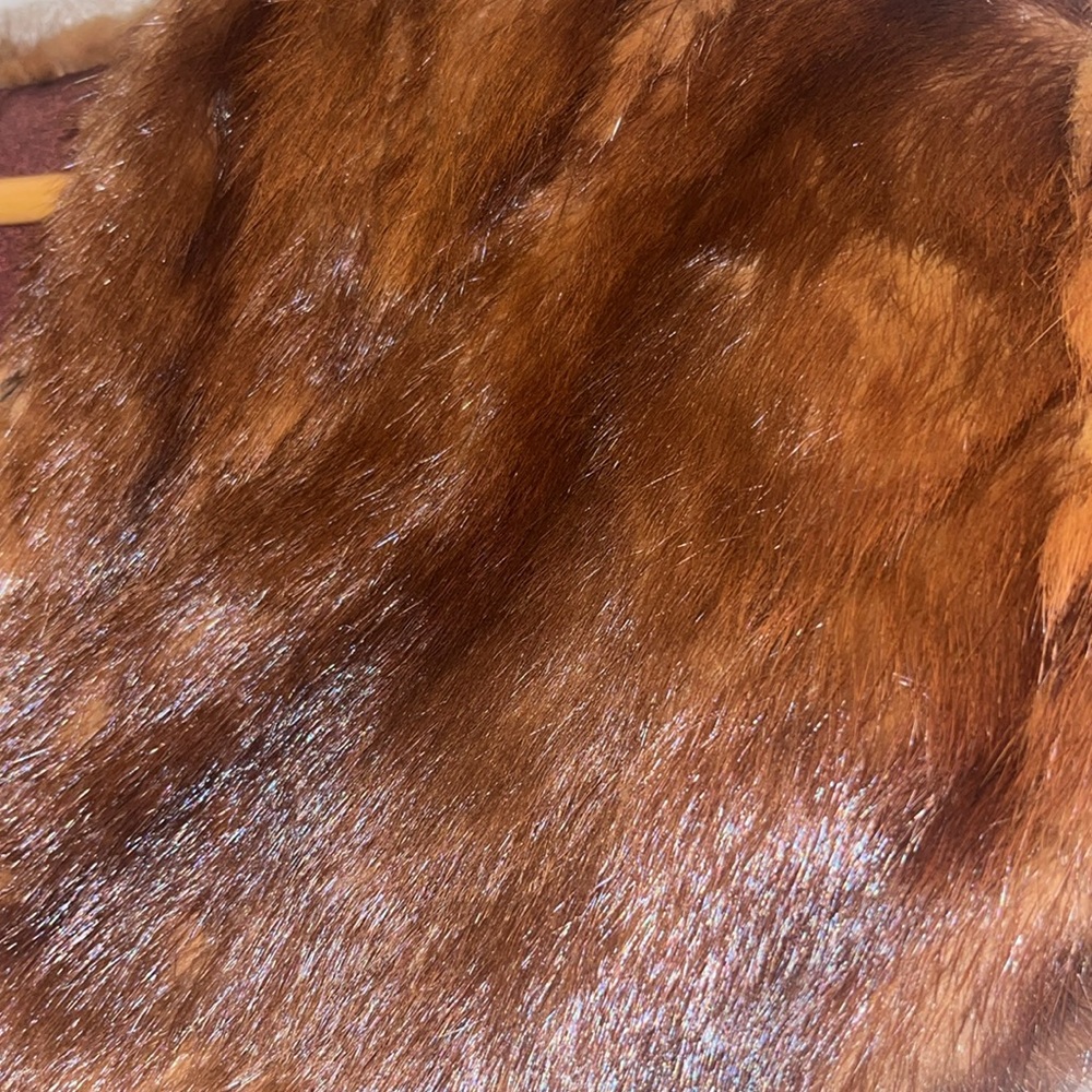 Vintage 1950s Brown Striped Real Fur Womens Shoulder Wrap Shall Cape onesize EUC - Picture 5 of 9